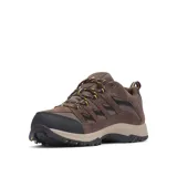 Championes de trekking Columbia Crestwood Waterproof para hombre, color marrón con detalles en negro y naranja, capellada de gamuza y malla, tecnología impermeable Omni-Tech, entresuela TechLite para amortiguación y suela Omni-Grip para tracción en todo terreno.
