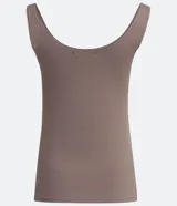 Musculosa azul marino de poliamida con escote en U y breteles anchos.