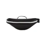 Riñonera negra con logo Nike bordado en azul y detalles en blanco.