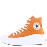 Championes Converse Chuck Taylor Star Move HI color naranja, de caña alta y plataforma blanca.