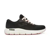 Championes deportivos Joma Atlantis Lady 2501, color negro con cordones rosas, capellada de malla técnica transpirable con tecnología VTS, plantilla Memory Foam y suela antideslizante Slip Resistant.