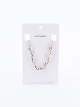 Cadena de eslabones grandes combinados en dorado y plateado.