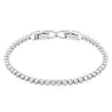 Pulsera rígida Swarovski modelo Emily, plateada con cristales blancos engarzados.