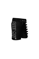 Short de baño negro con cintura elastizada y cordón ajustable. Estampado lateral con damero blanco y logo de la marca en blanco.