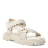 Sandalias deportivas con plataforma, color beige, con tiras de ajuste con velcro.