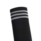 Medias Adidas adi 23 de fútbol, largas hasta la rodilla, color negro con tres rayas horizontales grises en la parte superior y logo de la marca en el frente.