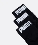Pack de tres pares de medias cortas deportivas Puma, en color negro, blanco y gris.