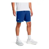 Short de running Under Armour Launch 7 2N1, color azul con detalles en celeste.