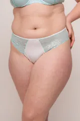 Colaless de tiro alto color gris con laterales de encaje celeste.