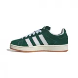 Zapatillas Adidas Campus 00S de hombre, color verde con las tres tiras laterales en blanco, cordones blancos y suela color caramelo.