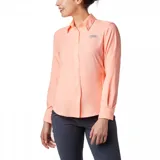 Camisa de manga larga Columbia Tamiami II LS Shirt color celeste, con tecnología Omni-Wick y Omni-Shade con protección solar UPF 40, aperturas de ventilación y tratamiento antimicrobiano.