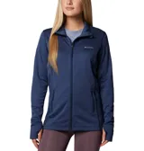 Campera polar Columbia con cierre frontal, bolsillos laterales con cierre y orificios para pulgares.