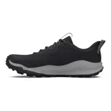 Championes de trail running Under Armour Charged Maven Trail, color marrón con detalles en naranja y negro. Diseñados para senderos, con capellada de malla transpirable, entresuela Charged Cushioning para amortiguación y suela de goma con tacos para tracción.