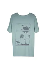 Remera de manga corta color ladrillo, con cuello redondo y corte holgado.