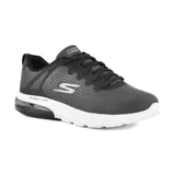 Championes Skechers Go Walk Air 2.0, color gris oscuro, con capellada de malla técnica, cordones, plantilla Air-Cooled Goga Mat, entresuela Skech-Air visible y suela Goodyear de caucho.