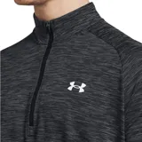 Buzo deportivo Under Armour Tech Texturd con medio cierre frontal, color celeste jaspeado y logo blanco en el pecho.
