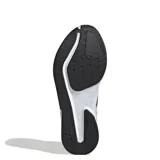 Championes deportivos Adidas Duramo RC2, color negro con las tres franjas laterales en blanco. Presentan una suela gruesa blanca y detalles en el talón.