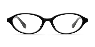 Lentes con montura ovalada negra de acetato y lentes transparentes con filtro de luz azul y protección UV400. Diseñados para comodidad y durabilidad.