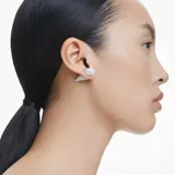 Aros Swarovski Lucent con cristal facetado blanco y cierre en forma de punta adornada con cristales redondos en engaste pavé, con baño de rodio.