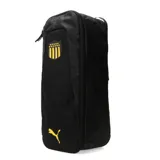 Botinera negra con detalles en amarillo, escudo del Club Atlético Peñarol y logo de Puma.