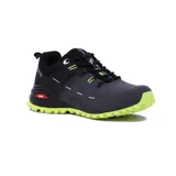 Zapatillas de trekking color gris oscuro con detalles en amarillo neón. Suela de goma con tecnología Grip para mayor tracción.