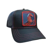 Gorra unisex con diseño de caballo bordado, ajustable, fabricada en poliéster y algodón.
