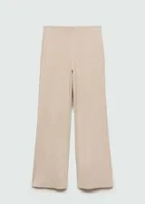 Pantalón largo de punto color gris oscuro, de corte wide leg y cintura elástica.