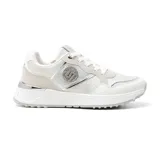 Championes blancos con detalles plateados y logo circular con strass en el lateral.