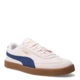 Championes Puma Club II Era Suede, color rosa con detalles en azul y suela marrón.