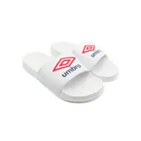 Ojotas negras marca Umbro, con logo de la marca en la tira superior.