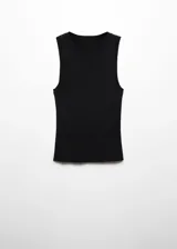 Musculosa blanca de tejido de punto fino con cuello redondo y tirantes anchos.