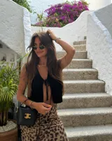 Pollera larga de microtul con estampado animal print de leopardo.