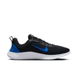 Championes de running Nike Flex Experience Run 12, color negro con logo azul y suela blanca.