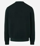 Suéter celeste de punto con textura acanalada horizontal, cuello redondo y mangas largas con puños ajustados.