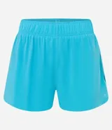 Short deportivo verde oscuro, modelo runner, con cintura elástica y pequeño bolsillo interior.