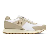 Zapatillas urbanas Under Armour W Essential Runner, color negro con detalles en blanco y suela marrón.