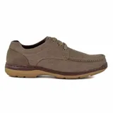 Zapato casual de hombre color celeste, con cordones y suela marrón.