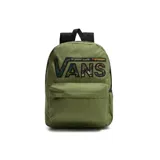 Mochila Vans Realm Flying color verde militar con logo Vans estampado en camuflado.