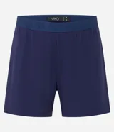 Conjunto de pijama corto azul marino, compuesto por una remera de mangas cortas y un short con cintura elástica.