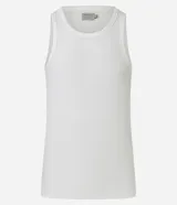 Musculosa blanca de punto flamé con textura, cuello redondo y corte regular.