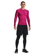 Calza larga de compresión Under Armour HeatGear Armour Leggings, color gris, con cintura elástica con logo y bolsillo lateral.