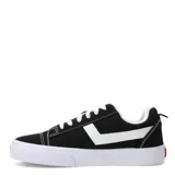 Championes urbanos Pony de lona color negro con detalles en blanco, cordones blancos y suela de goma blanca.