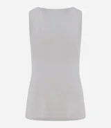 Musculosa verde oliva de punto texturizado, con breteles anchos y cuello redondo.