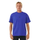 Remera violeta de manga corta con logo de Rip Curl estampado en el pecho.
