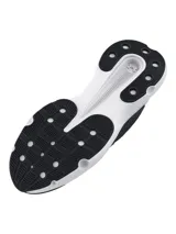 Zapatillas de running Under Armour Infinite para mujer, con capellada de tejido knit degradado en tonos gris y verde flúor, logo de la marca en el talón y suela blanca con tecnología HOVR.