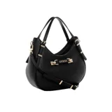 Cartera Guess Lefia Chica color negro con correa de hombro y correa bandolera ajustable y extraíble. El logo de Guess está en la parte delantera.