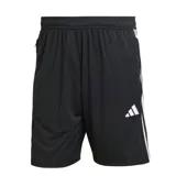 Short deportivo Adidas Tiro Es color negro con tres rayas blancas laterales y logo de la marca en la pierna.