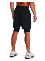 Short de running Under Armour Vanish Woven 2in1, color azul con calza interior celeste.