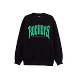 Buzo negro con estampado verde de la palabra "ROCKERS" en el frente.