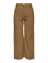 Pantalón de pana color marrón claro, de corte recto y cintura alta.